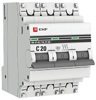 Выключатель автоматический EKF PROxima ВА47-63 3п 20А C 6кА картинка